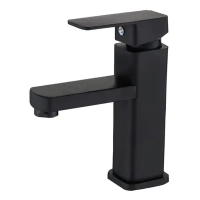 Black Square Single-Hole Bathroom Basin Faucet Single Cold Cabinet Tap For Sink