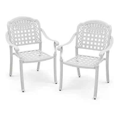 Set of Outdoor Cast Aluminium Chairs Dining Chairs Armrests Stackable