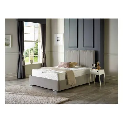 (4FT6 DOUBLE, SOFT GREY) Lilly Upholstered Soft Velvet Bed Frame