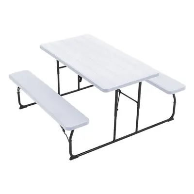 (White) Foldable Picnic Table and Bench Set