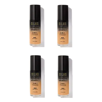 Milani Conceal And Perfect In Foundation + Concealer Deep Beige 30ml x4