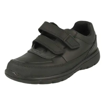 (UK 10.5 Child, Black) Boys Clarks Hook & Loop School Shoes Venture Walk - G Fit