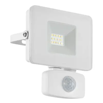 IP44 Outdoor Flood Light & PIR Sensor White Aluminium 10W Built in LED