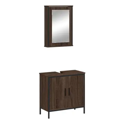 (brown oak) vidaXL Bathroom Furniture Set Piece Storage Sink Cabinet Engineered Wood