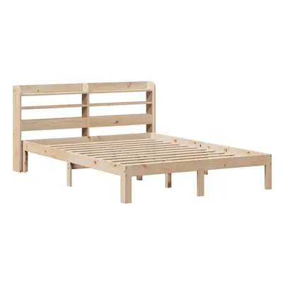 vidaXL Bed Frame with Headboard Bed Base 135x190 cm Double Solid Wood Pine