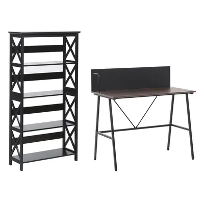 Home Office Set Dark Wood and Black FOSTER/HASTINGS