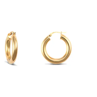 Jewelco London Ladies 9ct Yellow Gold Polished 4mm Hoop Earrings 23mm - JER180