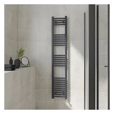 (Curved, 1600x300mm) Warmehaus Heated Towel Rail Anthracite Bathroom Ladder Style Radiator Grey 