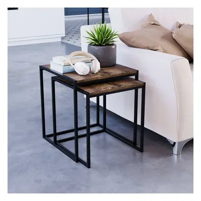 (Dark Wood) Brooklyn Nest of Tables Set Coffee End Tables