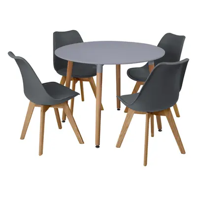 (Grey) 5pc Charles Jacobs Beech Dining Set - Grey Table