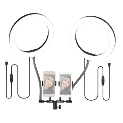 10 Inch/26cm Bi-color Dimmable Dual Selfie Ring Video Light Kit