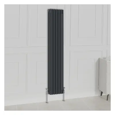 (1800x380mm-3 Column, Anthracite) NRG Traditional Radiator Horizontal Vertical Cast Iron Style D