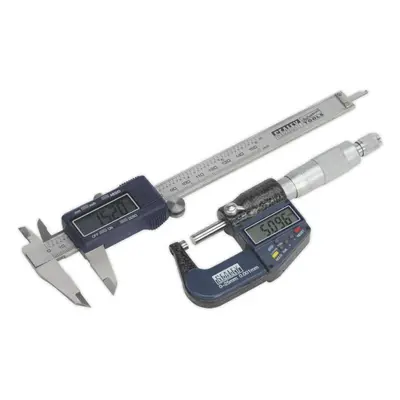 2 Piece Digital Measuring Set - Micrometer & Calipers - LCD Read-Out Displays