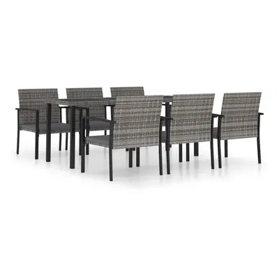 vidaXL Outdoor Dining Set Piece Poly Rattan Grey Table and Chair Furniture