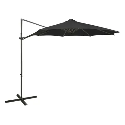 vidaXL Cantilever Umbrella with Pole and LED Lights Black cm Sunshade