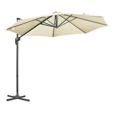 Outsunny x 3(m) Cantilever Parasol Garden Umbrella with Cross Base White