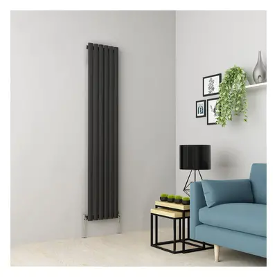 (1800 x 355mm Single, Anthracite) Oval Tube Designer Radiator