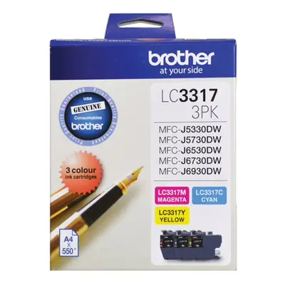 Brother LC3317 Value Pack Cyan Magenta Yellow Ink Cartridge LC-3317-3PK