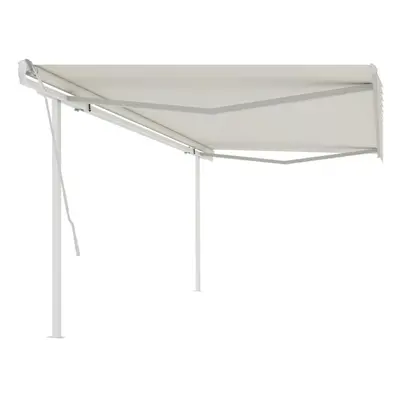 Manual Retractable Awning with Posts 5x3.5 m Cream