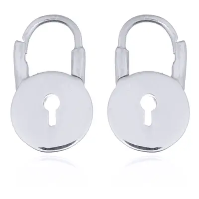 Jewelco London Rhodium Silver Round Love Padlock Drop Earrings - AER139