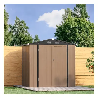 6x4 ft Apex Roof Metal Shed Garden Storage Shed Tool House with Lockable Double Door