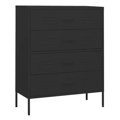 vidaXL Chest of Drawers Black Steel Living Room Sideboard Side Storage Cabinet