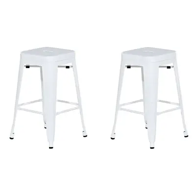 Set of Bar Stools CABRILLO Metal White