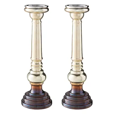 Set of Candle Holders IMARTI Glass cm Gold