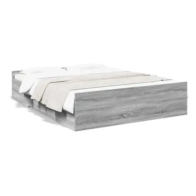 (grey sonoma, x cm) vidaXL Bed Frame with Drawers Bed Base Sonoma Oak 120x200 cm Engineered Wood