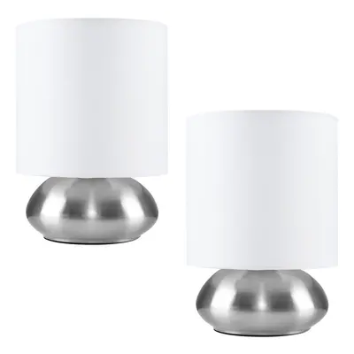 Pair of Silver Table Lamp Touch On/Off Dimmable