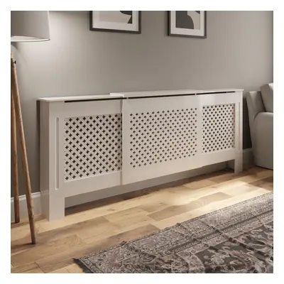 Radiator Cover Diamond Style Adjustable White MDF Easy Installation Modern