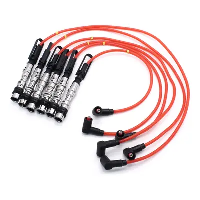 6Pcs Ignition Coil Spark Plugs Wires Cable Red for Golf III Corrado VR6 2.8 2.9 AAA with Puller 