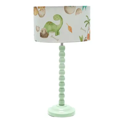 ValueLights Bobbins Childrens Dino Shade Sage Green Table Lamp & Bulb