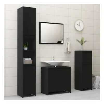 vidaXL Bathroom Furniture Set Piece Black Chipboard Washroom Cabinet Unit