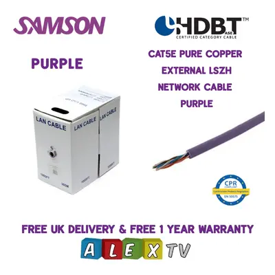 305m Samson CAT5E Copper LSZH PURPLE Internal Network Cable HDBaseT Certified