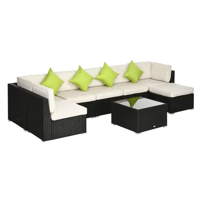 Outsunny Pieces Patio Rattan Sofa Set Outdoor Garden Furniture Set Black