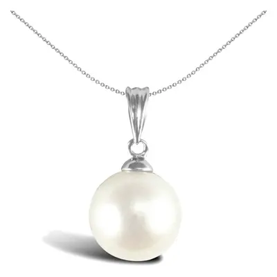 Jewelco London Ladies 9ct White Gold Seawater Cultured Akoya Pearl Full Moon Pendant 8mm - JPD54