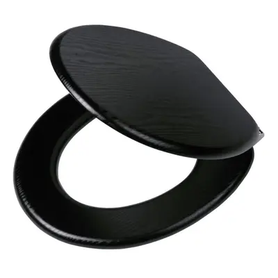 Tiger Soft-Close Bathroom Lavatory Toilet Seat Blackwash MDF Black