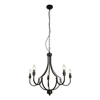 Searchlight Lodge Light Pendant Black Metal