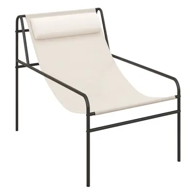 Garden Patio Sling Lounge w/Pillow Accent Chair Metal Frame Leisure Chair