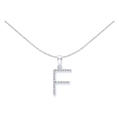 Jewelco London 9ct White Gold Diamond Initial Charm Pendant Letter F 8mm x 17mm - INNR029-F