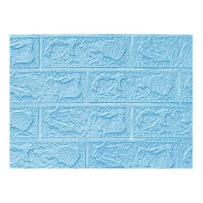 (Light Blue) 20Pcs/Set 3D Brick Wall Sticker Self-adhesive Panel Decal Waterproof PE Foam Wallpa