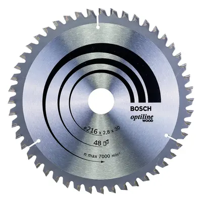 Bosch Optiline Mitre Circular Saw Blade for Wood, 216mm x 2.8mm x 30mm, Teeth, Silver