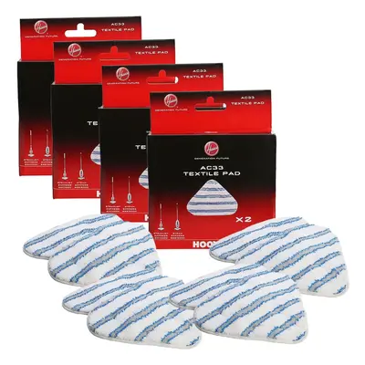 Steam Mop Pads for HOOVER SteamJet AC33 Type Textile Microfibre (Pack of 8)