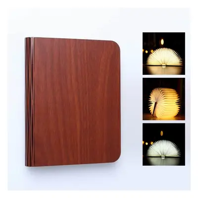 (Wood Cover-Brown, 21.5x17x2.5cm) Fordable Night LED Book-light USB Rechargeable Magnetic color