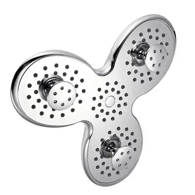 4-way High-Pressure 9.5 Inch Rainfall Shower Head Trident Shape Massage Top Spray Showerhead