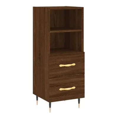 (brown oak) vidaXL Sideboard Storage Cabinet Cupboard High Gloss White Engineered Wood