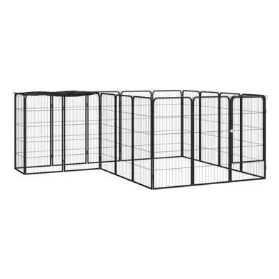 (250 x x cm) vidaXL Dog Playpen Panels Black Powder-coated Steel Dog Kennel Multi Sizes