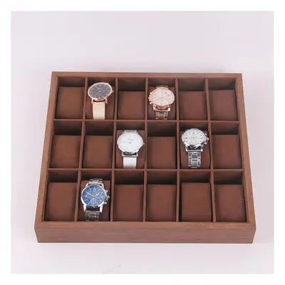 (L) 6/12/18 Slots Wooden Watch Display Tray Collection Storage Case Organizer Box