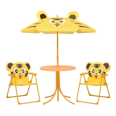 vidaXL Kids' Garden Bistro Set With Parasol Pieces Yellow Furniture Set